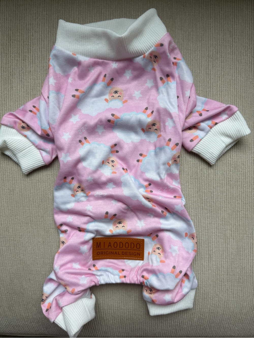 MIAODODO Pink Cloud Print Pet Onesie